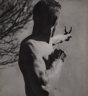 PIERRE BOUCHER - Torso With Sling Shot: Artist: Pierre Boucher Title: Torso With Sling Shot Medium: 1935 Sheet Fed Gravure Dimensions: 8.75x9.5" Wax Tissue Heat Mount on 14x18" conservation board With COA Please note that this lot has a con