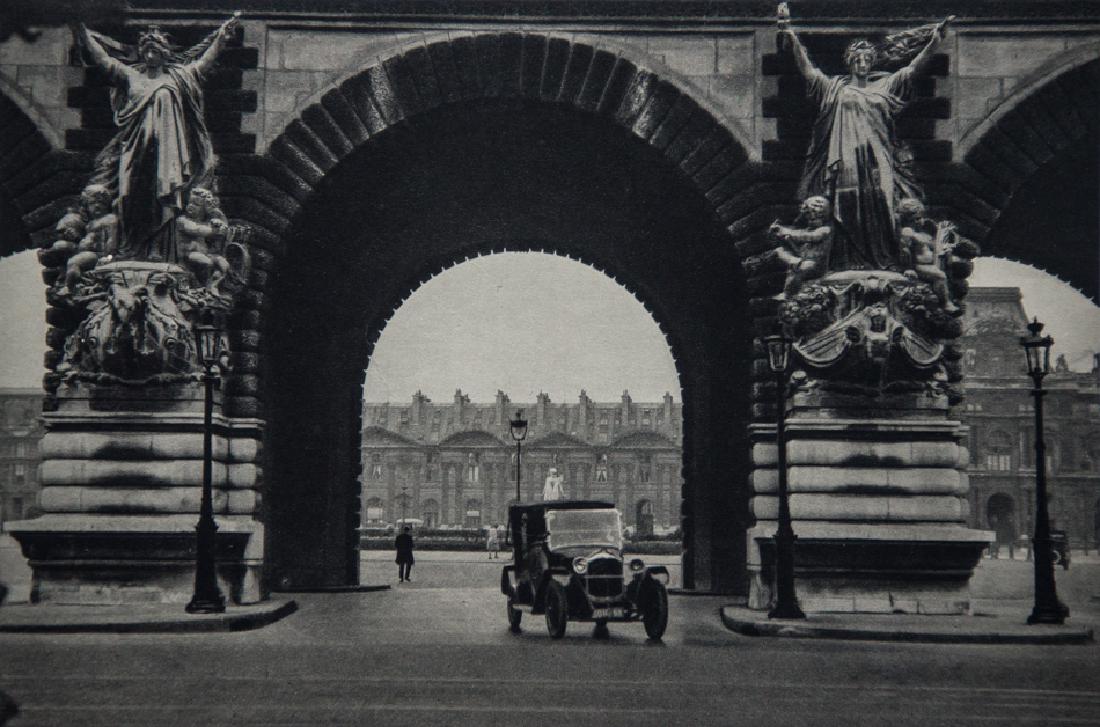MARIO BUCOVICH - Louvre, Port du Carrousel, Paris: Artist: Mario Bucovich Title: Louvre, Port du Carrousel, Paris Medium: 1928 Sheet Fed Copperplate Gravure Dimensions: 8.75x5.75" Wax Tissue Heat Mount on 11x14" conservation board With COA Mario Bucov