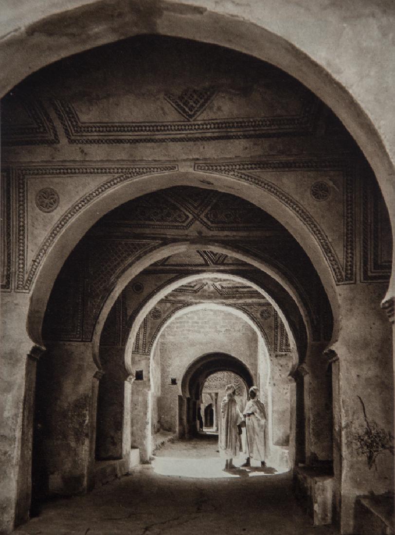 LEHNERT & LANDROCK - Temacin Oasis Street Scene: Artist: Lehnert & Landrock Title: Temacin Oasis Street Scene Medium: 1927 Sheet Fed Gravure, Germany Dimensions: 6.25x8.25 Wax Tissue Heat Mount on 11x14" conservation board With COA Lehnert & Landroc