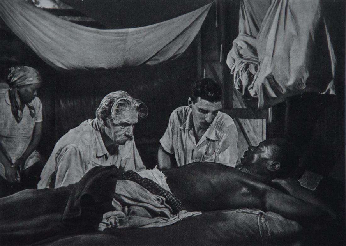 W. EUGENE SMITH - Dr. Albert Schweitzer, 1954: Artist: W. Eugene Smith Title: Dr. Albert Schweitzer, 1954 Medium: 1972 Sheet Fed Gravure, France Dimensions: 7x5" Wax Tissue Heat Mount on 11x14" conservation board With COA Please note that this lot