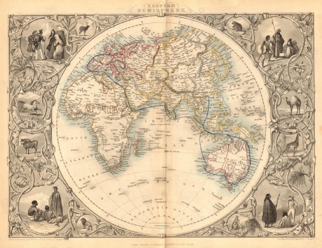 Tallis/Rapkin: Antique Map of Eastern Hemisphere, 1849 (1 of 2)