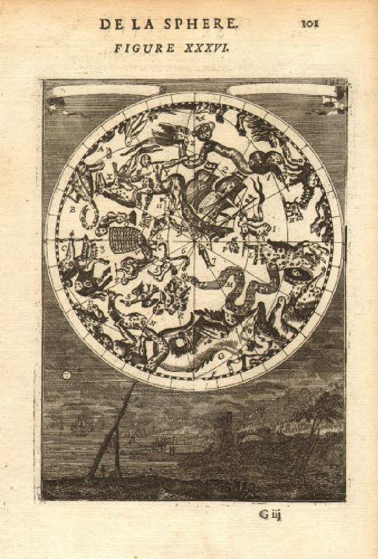 Mallet: Antique Celestial Map Southern Night Sky 1683 (1 of 2)