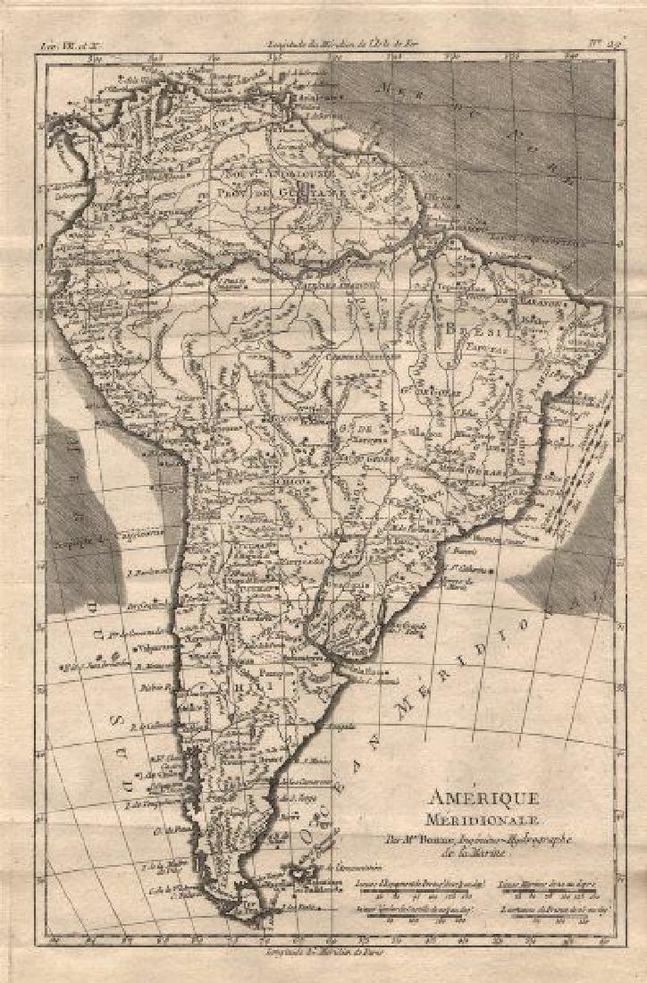 Bonne: Antique Map of South America, 1780 (1 of 2)
