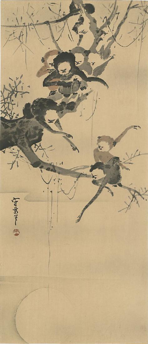 Unidentified Woodblock Monkeys in a Tree (1 of 2)