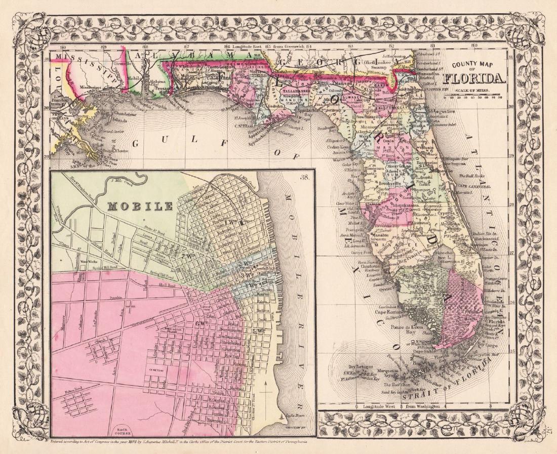 Mitchell: Antique County Map of Florida, 1870 (1 of 1)