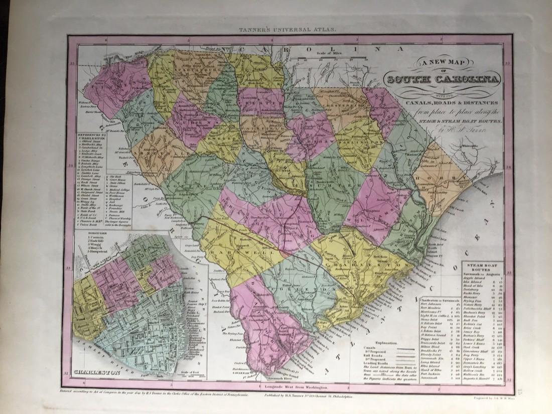 Tanner: Antique Map of South Carolina, 1843 (1 of 1)