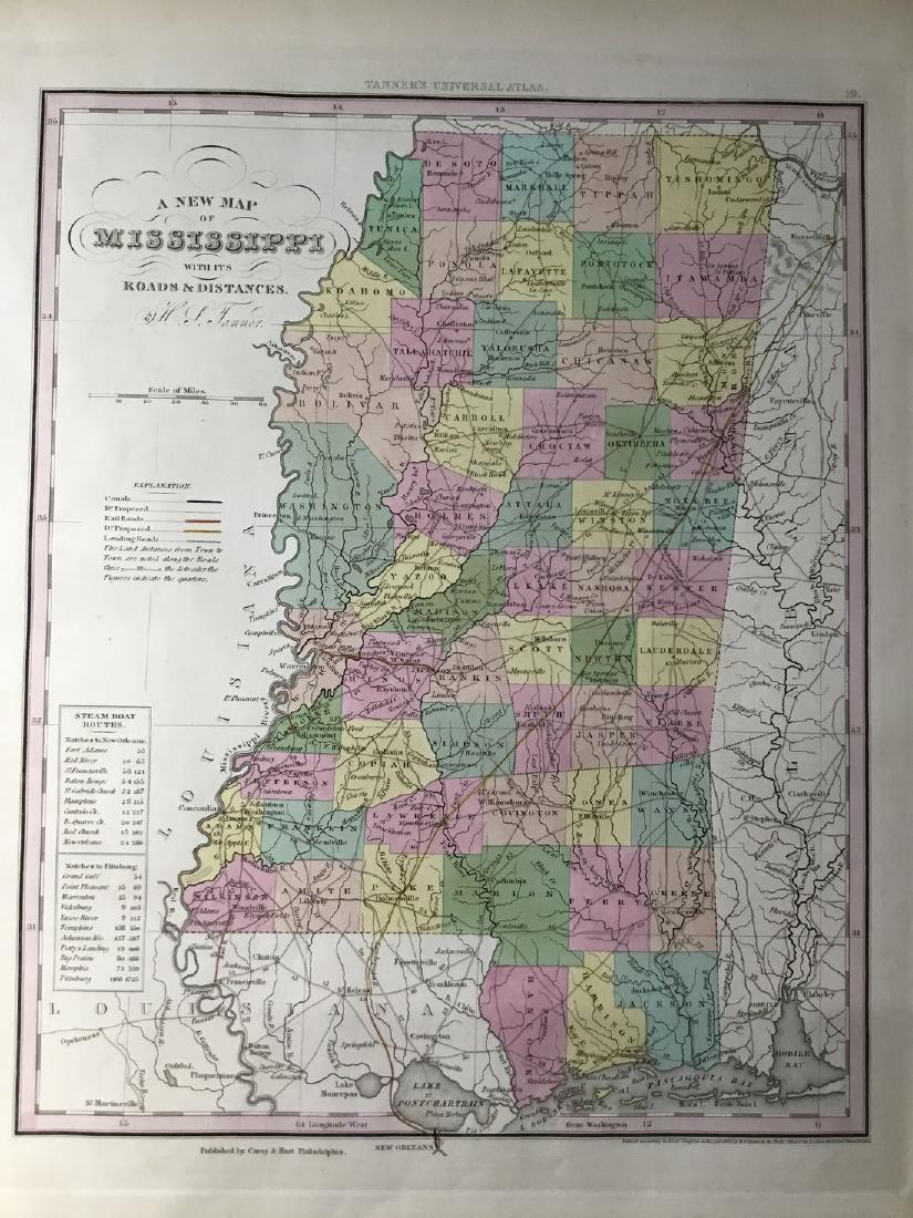 Tanner: Antique Map of Mississippi, 1843 (1 of 1)