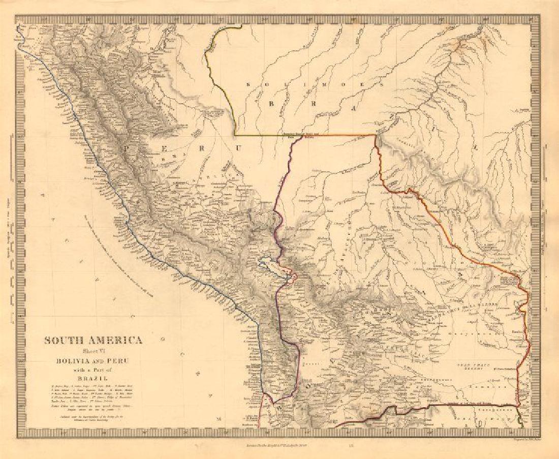 SDUK: Antique Map of Bolivia & Peru, 1846 (1 of 2)