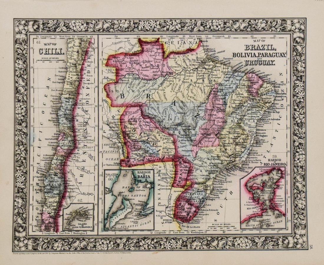 Mitchell: Antique Map of Brazil, Chile, Bolivia, 1860 (1 of 1)