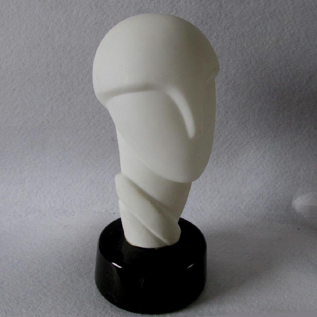 Antique Art Deco Glass Head, Black Amethyst Glass (1 of 5)