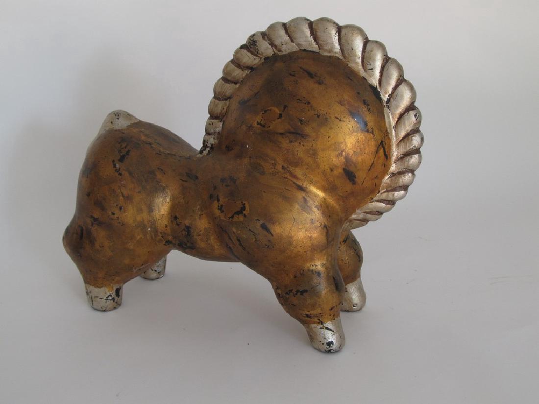 Modern Horse Sculpture in the Manner of Russel Wright: Title: Modern Horse Sculpture in the Manner of Russel Wright Maker: Origin: Italy Date/Period: 1980s Materials: Gilt wetal Size: 17" x 8" x 14"H Abstract sculpture of a horse fashioned after Russel Wr