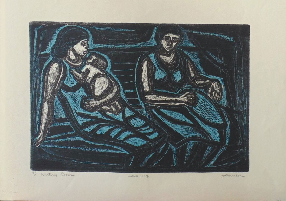 Irving Amen Waiting Room Woodcut (1 of 2)