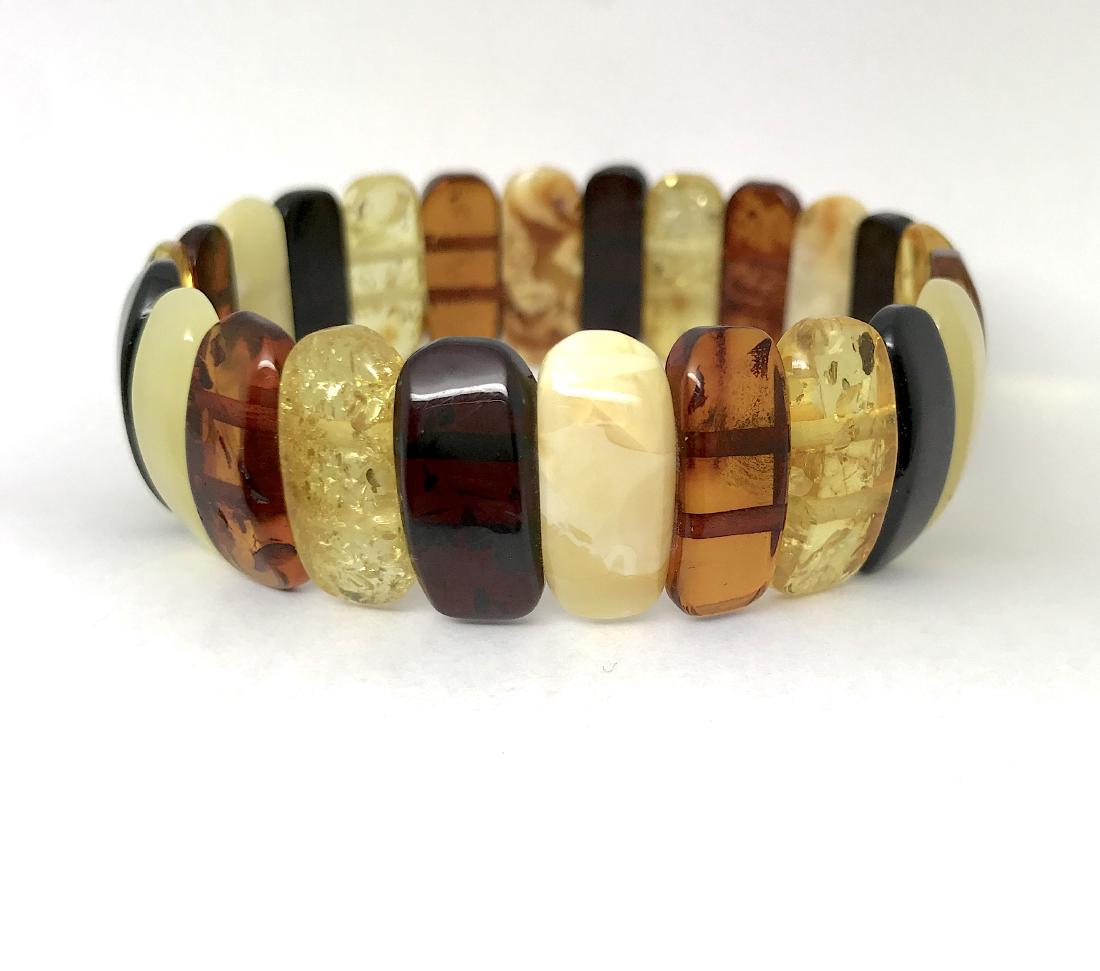 Vintage cut Baltic amber cabochons bracelet 15.1 gr (1 of 7)