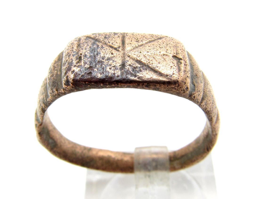 Ancient Roman Bronze Ring with Star on Bezel (1 of 3)