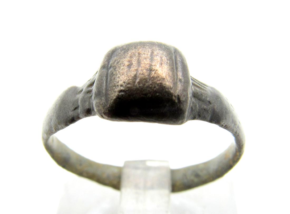 Ancient Roman Bronze Ring with Square Bezel (1 of 3)