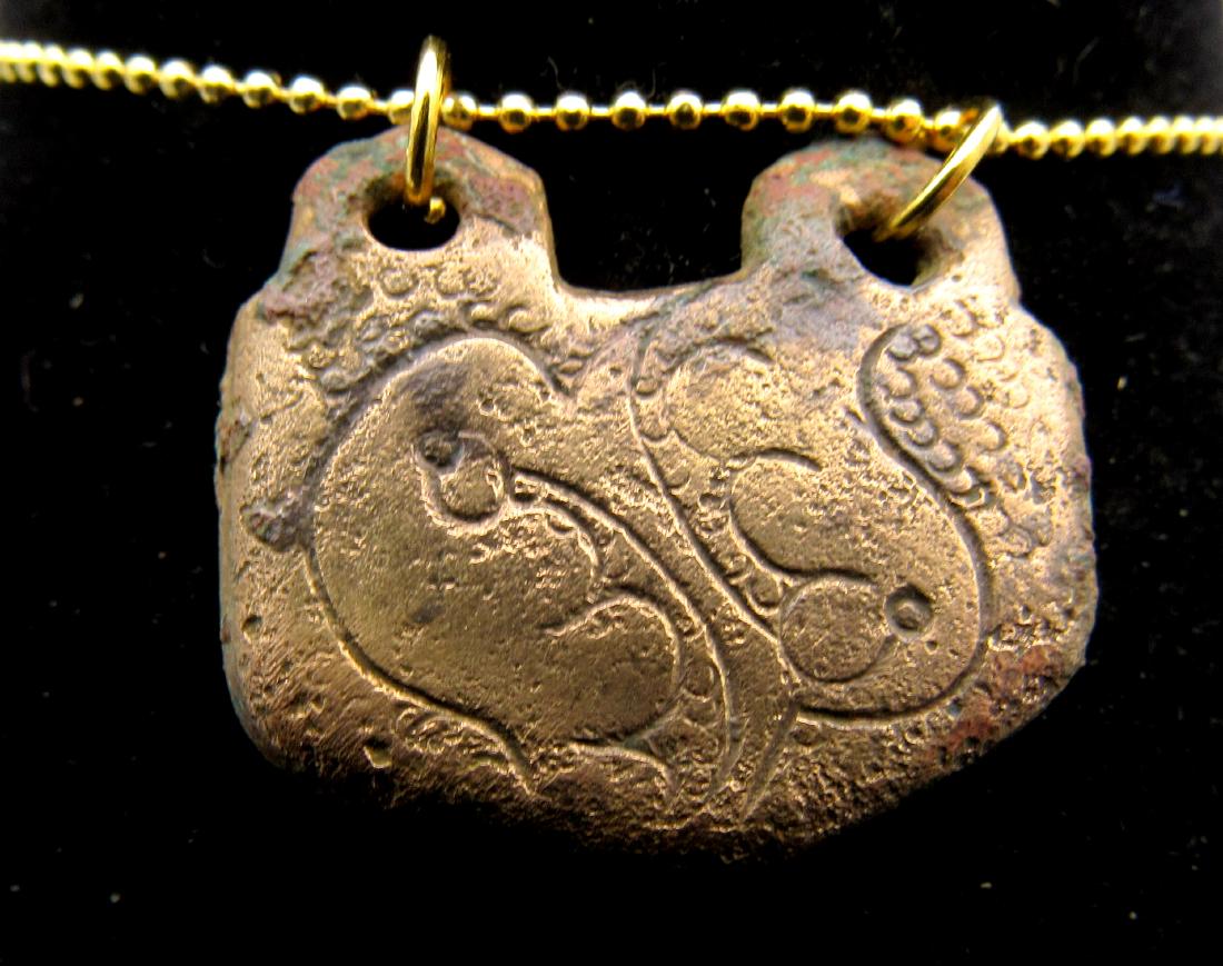 Medieval Bronze Decorated Pendant (1 of 2)
