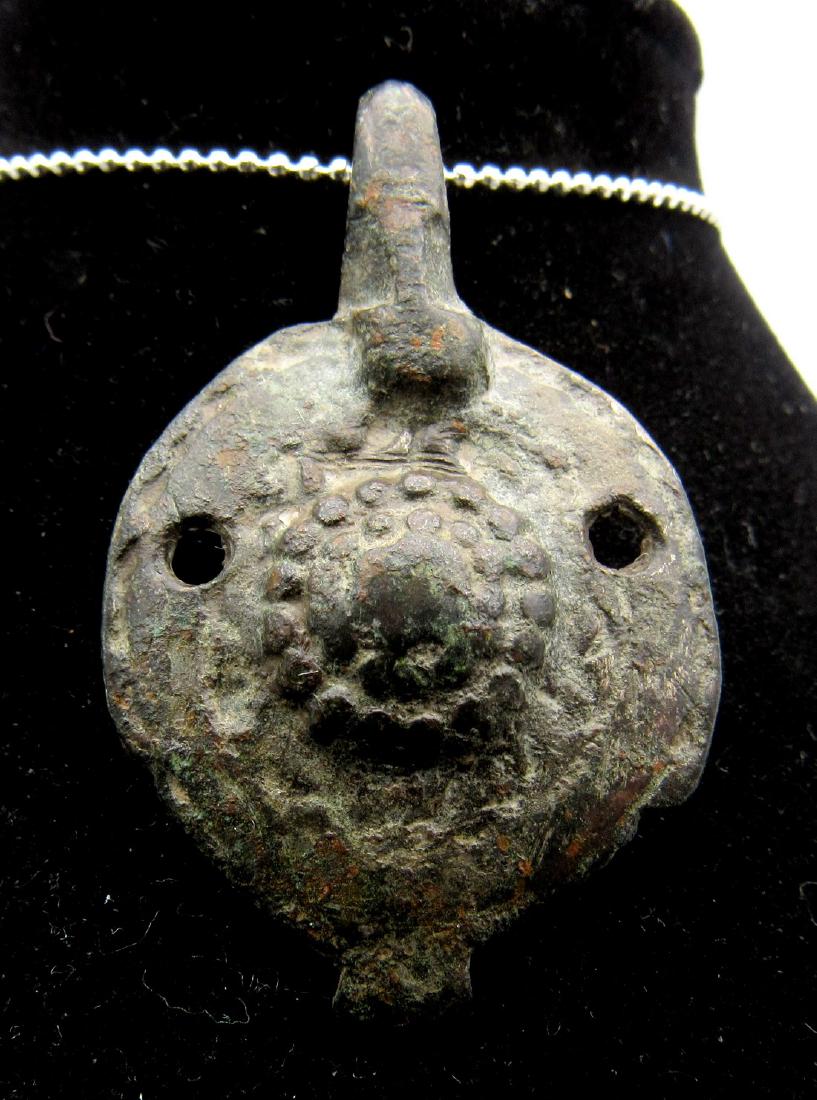 Ancient Roman Bronze Shield Shaped Pendant (1 of 2)