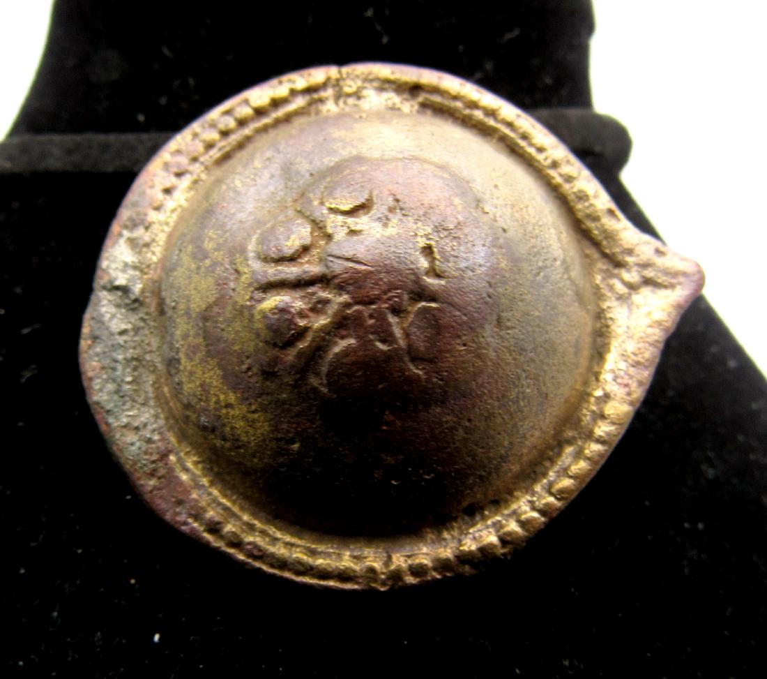 Ancient Roman Bronze Shield Shaped Pendant (1 of 2)