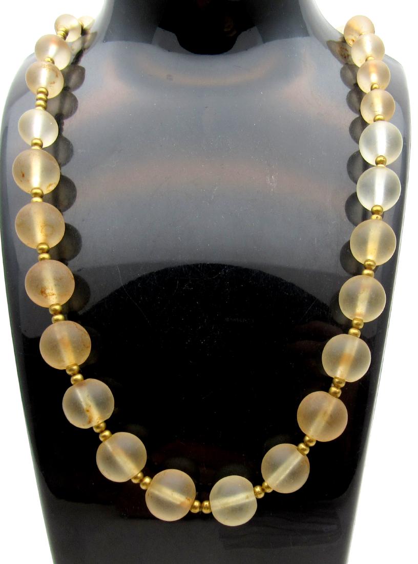 Medieval Venetian Renaissance Glass Necklace 30 Beads: Date: Circa 16th Century Material: glass Provenance/Additional Information: Obtained from an old Austrian collection, purchased from a private collector in Vienna. Dimensions: 440mm; 49.2grams Medieva