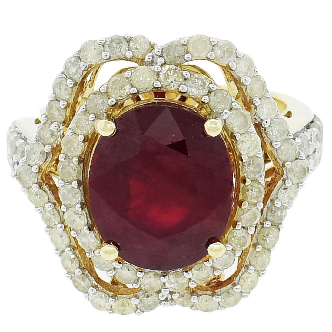 14K Yellow Gold 6.50ct Ruby 1.52ctw Diamond Ring (1 of 5)
