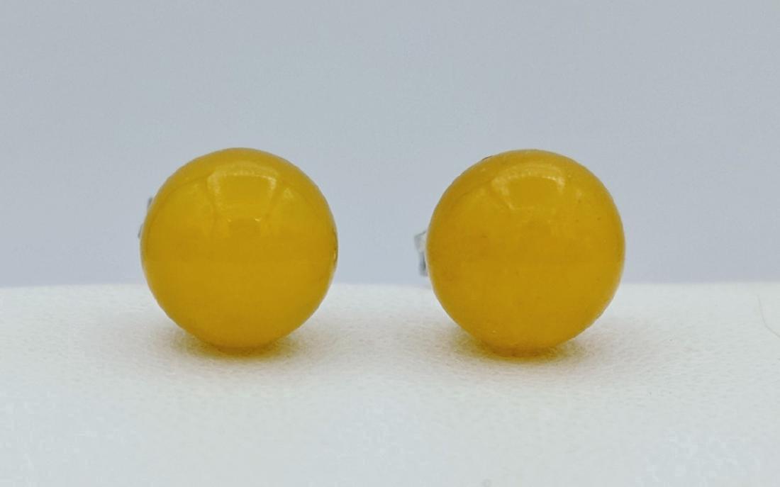 Sterling Silver Yellow Jade Stud Earrings (1 of 2)