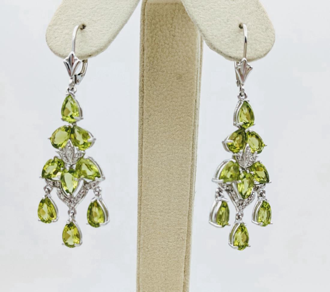 Sterling Silver Peridot Diamond Earrings, 4.56ctw (1 of 3)