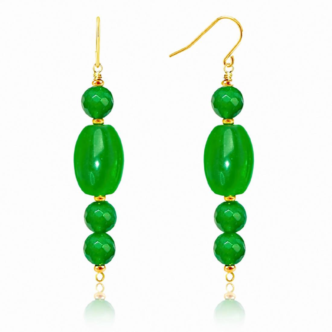 14kt Gold Drop Imperial Jade Earrings (1 of 4)