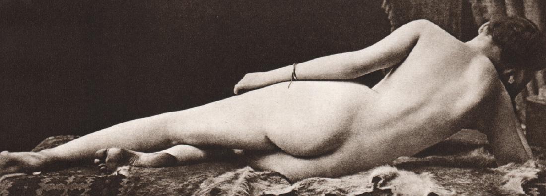 RENE LE BEGUE - Reclining Nude: Artist: RENE LE BEGUE Print Title: Reclining Nude Medium: Sheet-fed Gravure Printing Date: 1970 Printed in Switzerland Image Size: 8.25 X 3 inches Rene Le Begue (1857-1914) was a French photographer, 