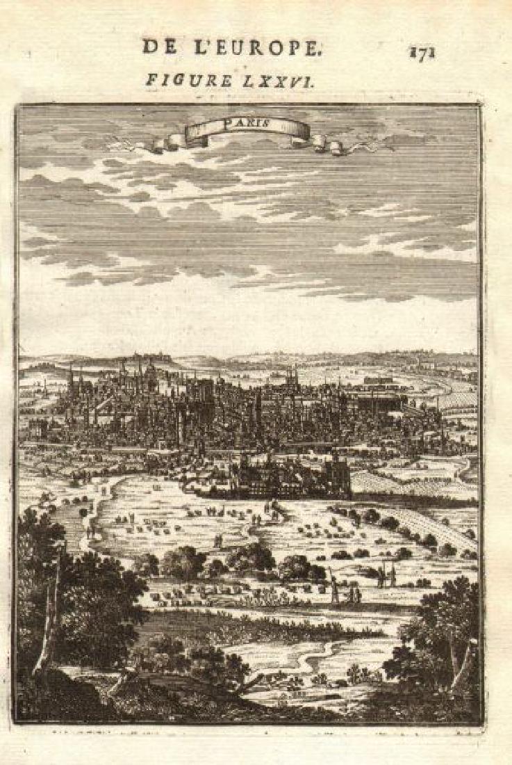 Mallet: Antique View of Paris, France 1683 (1 of 1)