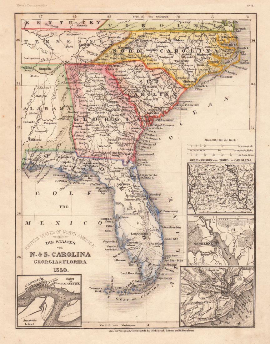 Graessl: Antique Map of U.S. Southeast with city insets (1 of 1)