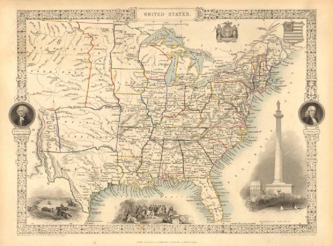 Tallis/Rapkin: Antique Map of the United States, 1851 (1 of 2)