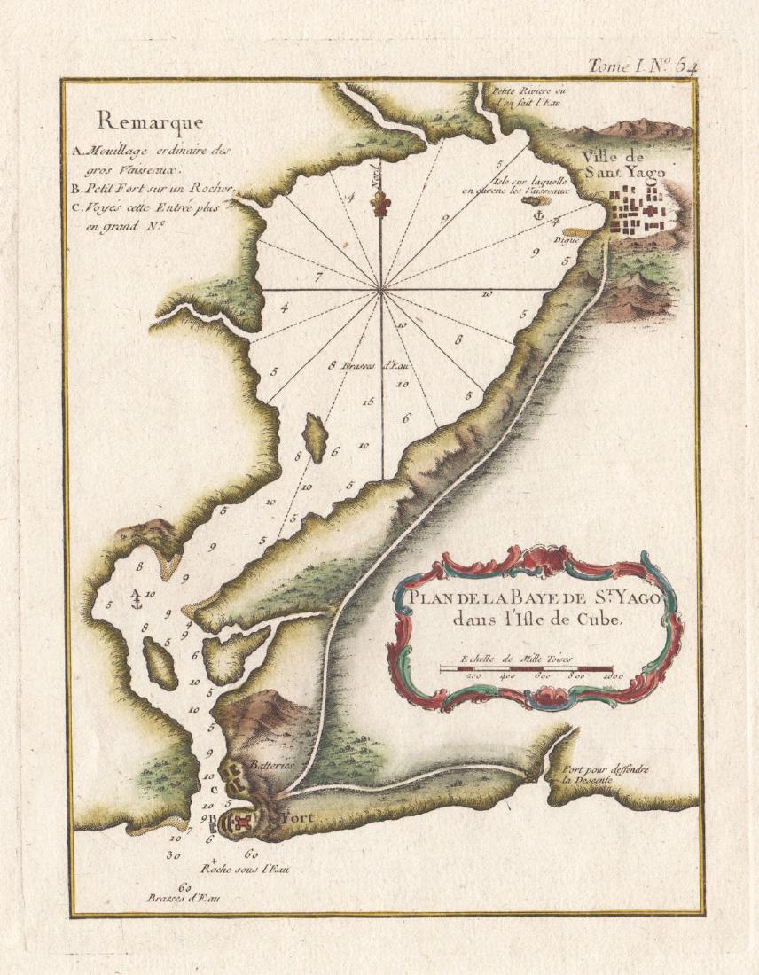 Bellin: Antique Plan of Santiago, Cuba, 1764 (1 of 1)