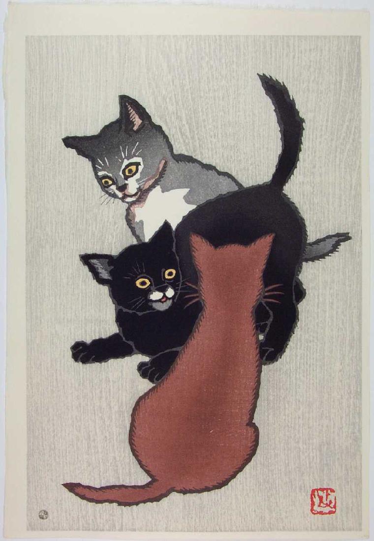 Natori Shunsen Woodblock Three Little Kittens (1 of 2)