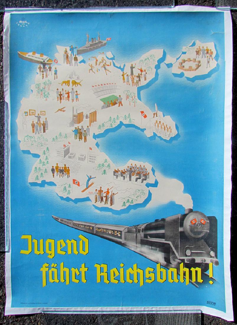 German WWII Era Nazis Poster - Train Advertisement (1 of 2)