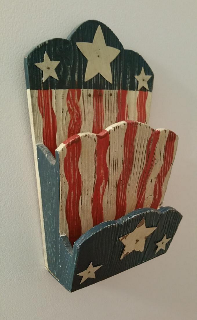 Wood Wall Pocket Box in Red,white and Blue (1 of 5)