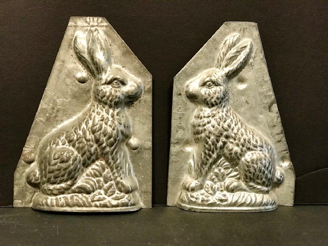 Two Piece Diminutive Rabbit Chocolate Mold, C. 1900 (1 of 4)