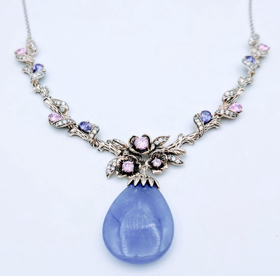 Sterling Silver Violet Jade Sapphire Amethyst Necklace (1 of 4)