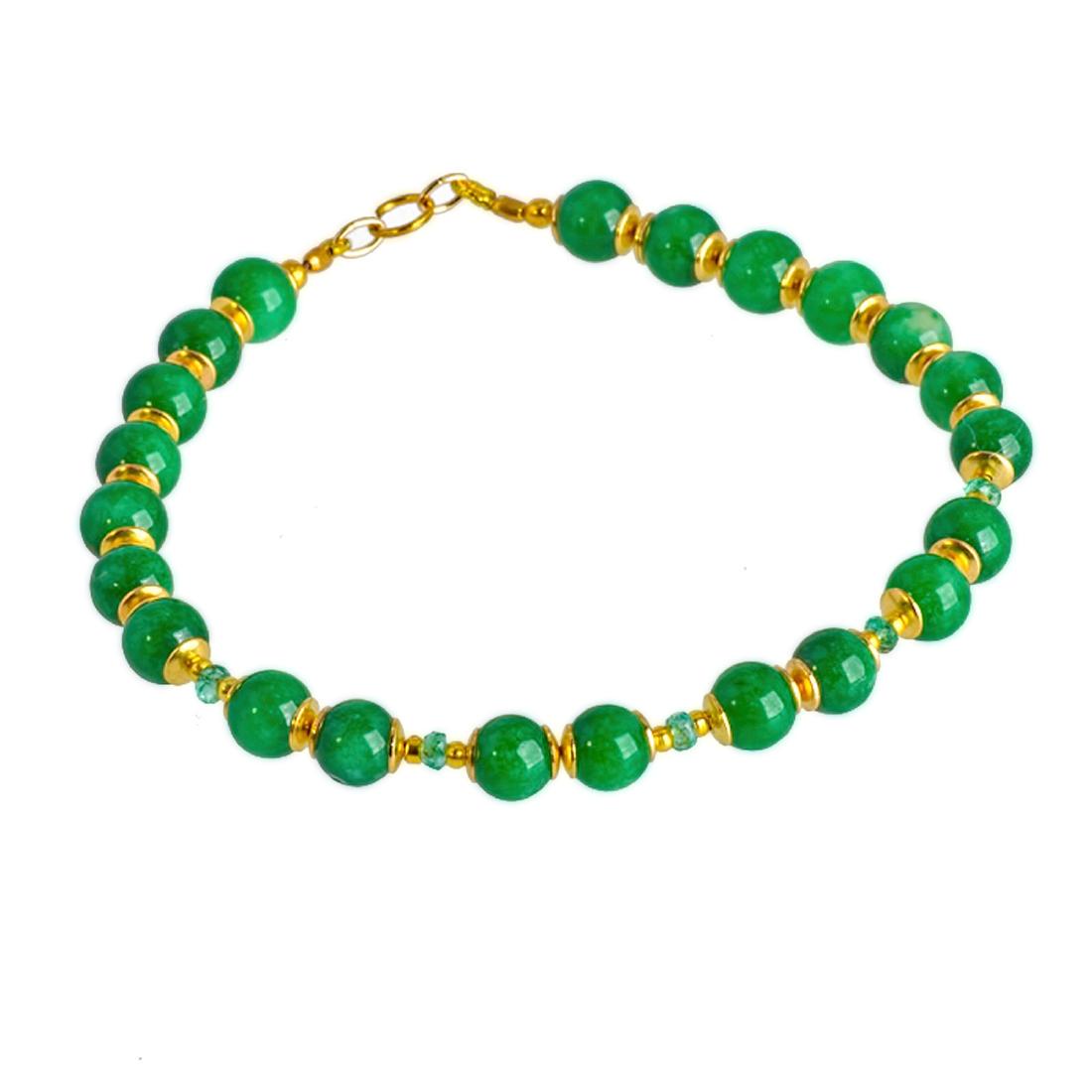 14K Gold Imperial Emerald Green Jade Bracelet (1 of 8)