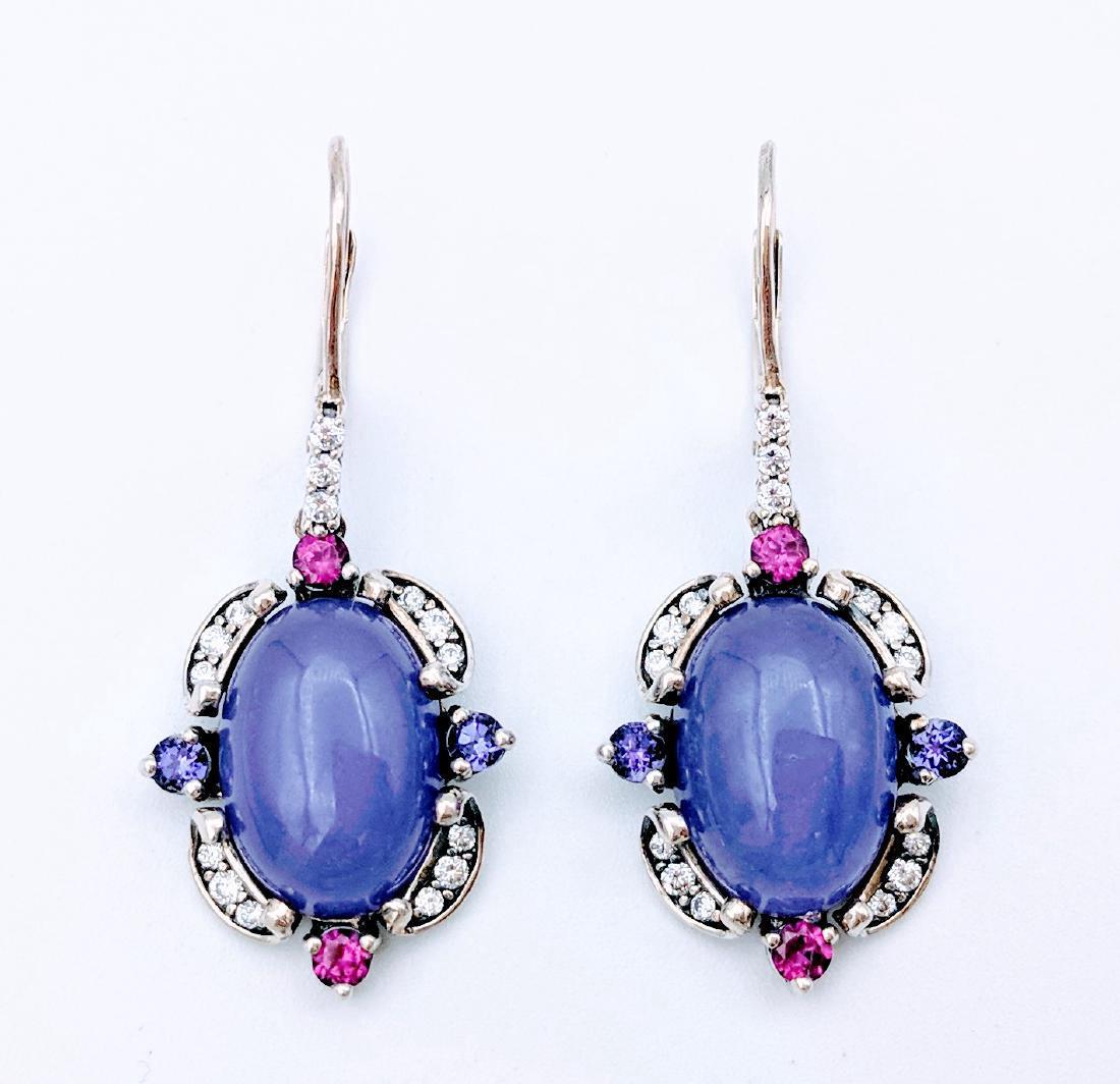 Sterling Silver Violet Jade Amethyst CZ Earrings (1 of 4)