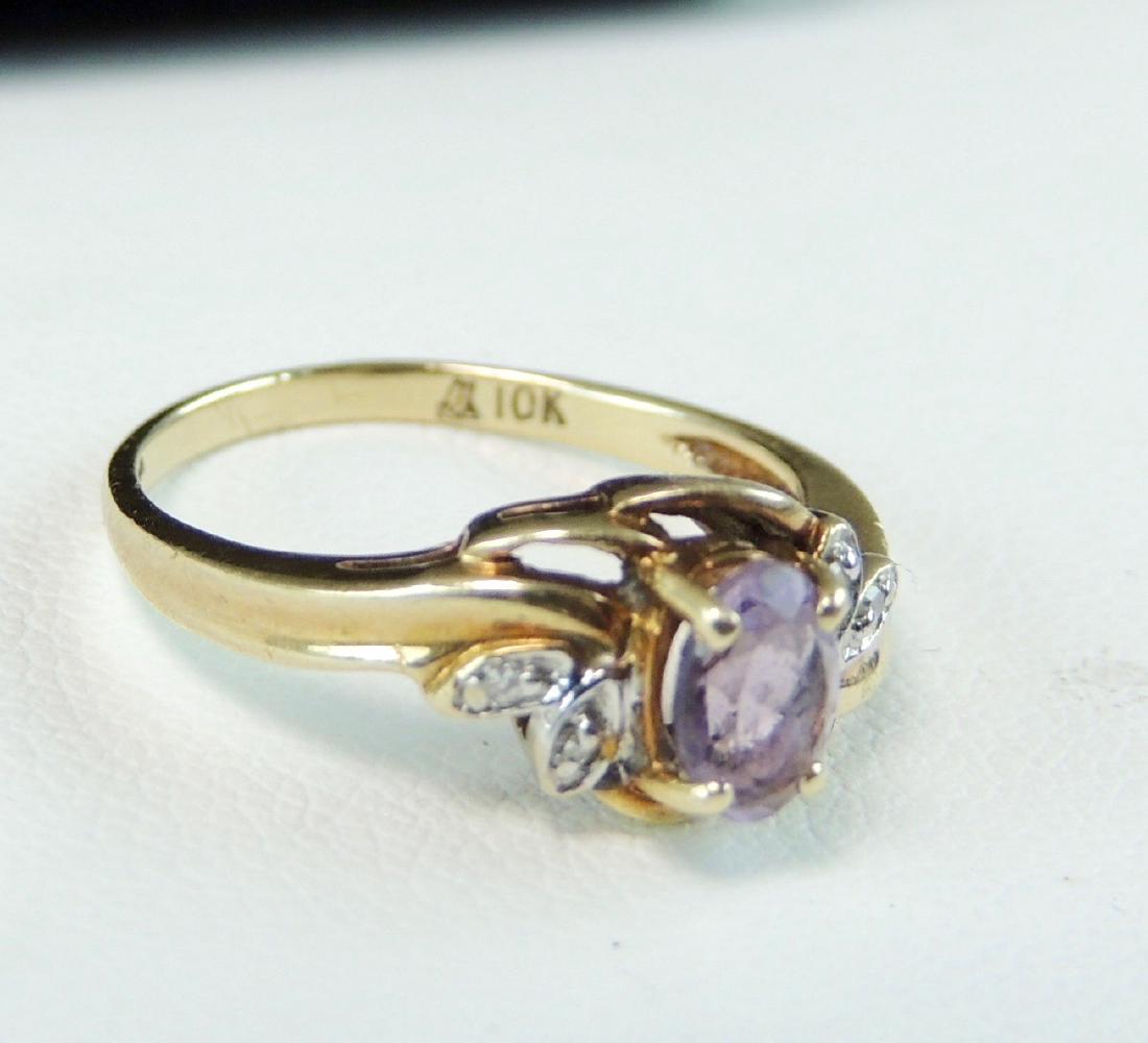 10K Yellow Gold Ring Semi Precious Stone & Diamonds (1 of 5)