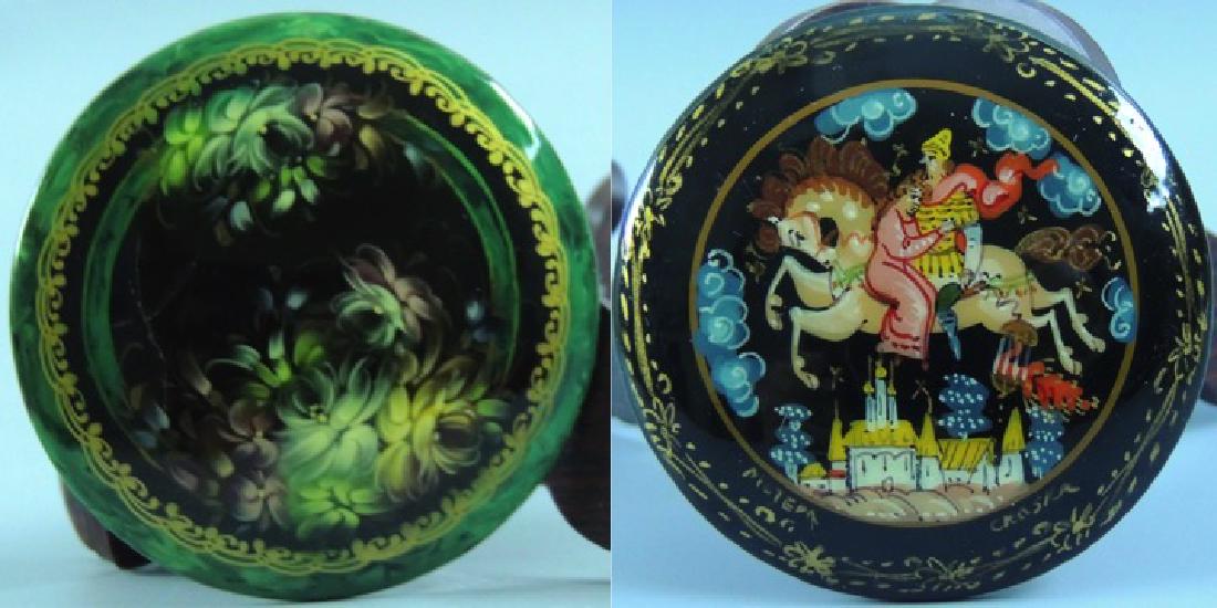 Russian Lacquer Hand Painted Brooch, Signed (1 of 7)