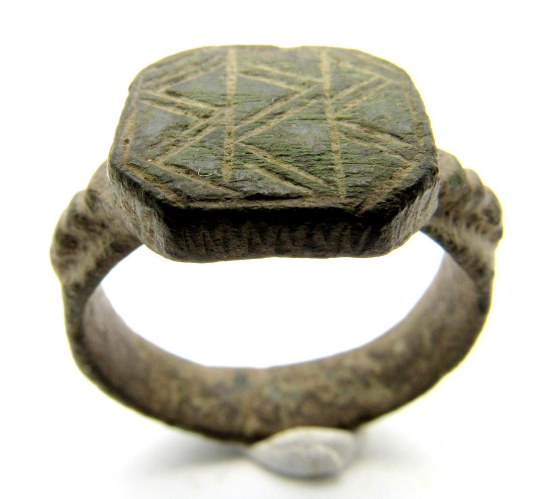 Viking Bronze Traveler's Ring Depicting Mountains (1 of 4)