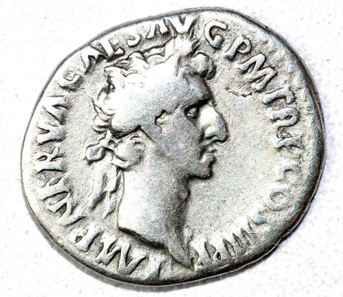 Rare AR Denarius of Nerva, rv. Fortruna: Date: 1st C AD Material: silver Provenance: From an old British collectom, acquired on German and Austrian art markets. Dimensions: 19mm; 3.6grams Rare AR Denarius of Nerva, rv. Fortruna. Superb Ancie