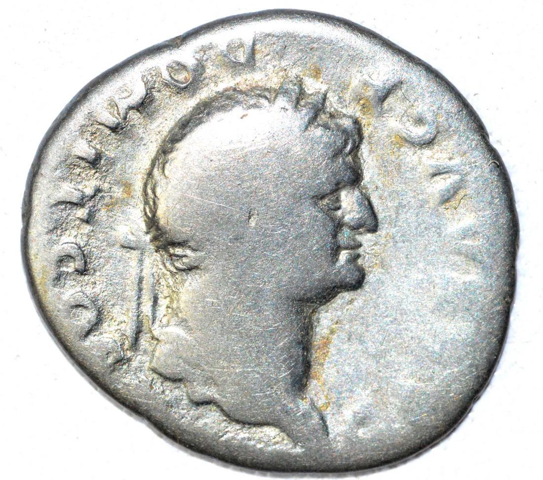 Roman AR Denarius of Dmitian, rv. Horseman: Date: 1st C AD Material: silver Provenance: From an old British collectom, acquired on German and Austrian art markets. Dimensions: 20mm; 3.1grams Roman AR Denarius of Dmitian, rv. Horseman. Superb An