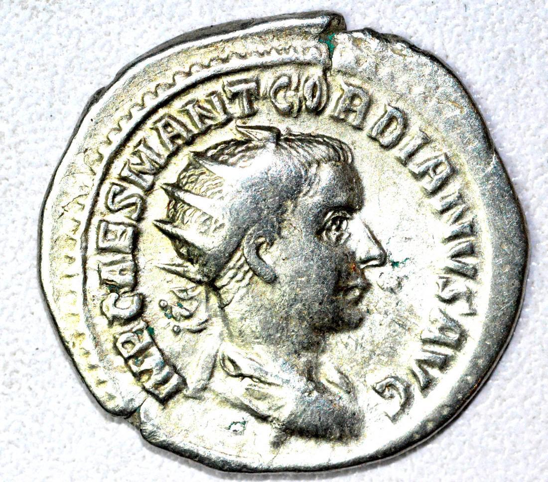 Roman AR Radiate of Gordian III, rv. Providentia: Date: 3rd C AD Material: silver Provenance: From an old British collectom, acquired on German and Austrian art markets. Dimensions: 24mm; 4.9grams Roman AR Radiate of Gordian III, rv. Providentia. Sup