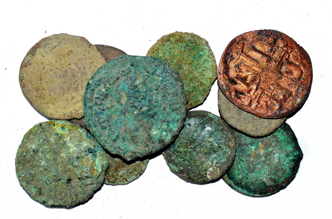 Lot of 10 Large Ancient Roman Coins for Cleaning (1 of 2)