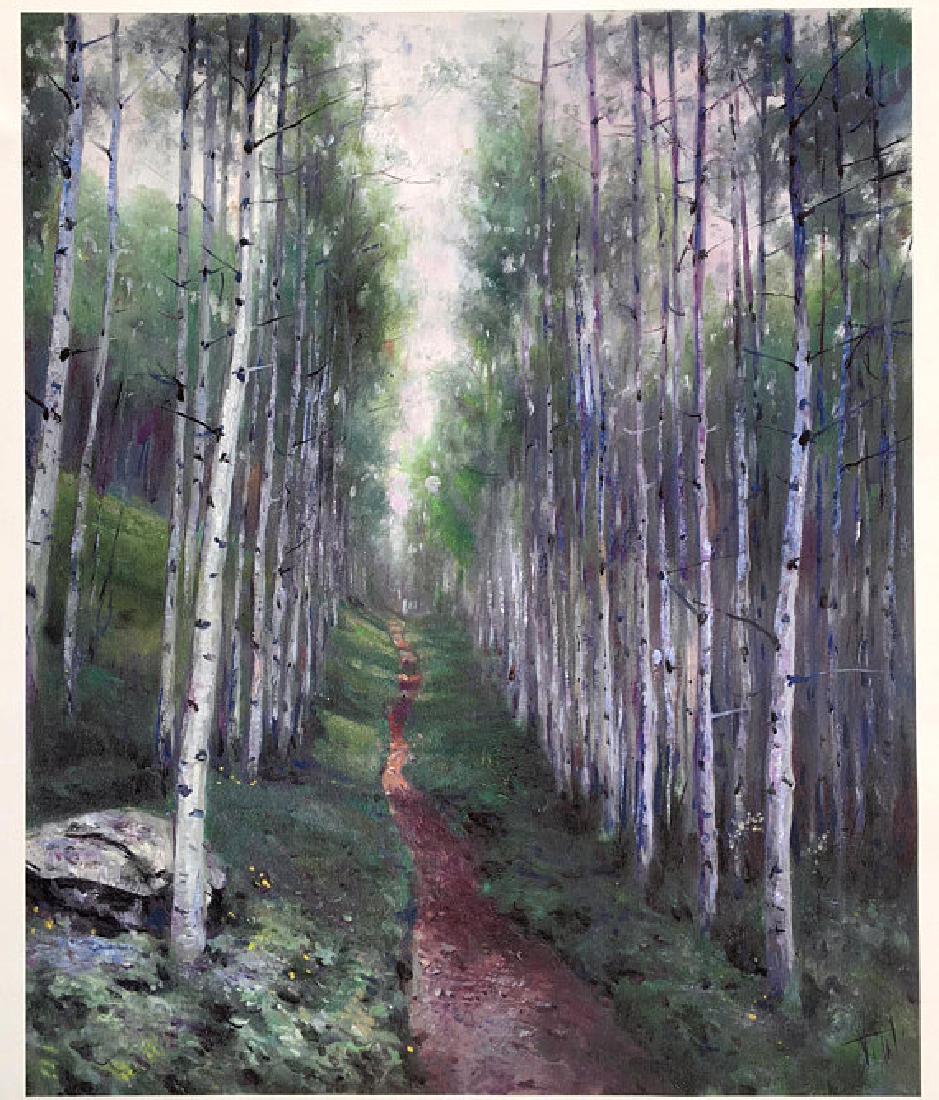 Silver Trees by Vitali Mikhailov: 22 x 18 unstretched giclee Vitaly Mikhailov was born in the Soviet Union on October 25, 1969. At the age of one year his mother Larissa and father Slava were divorced. His mother and uncle Valera rais