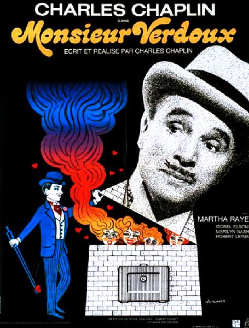 Movie poster - MONSIEUR VERDOUX - Charlie CHAPLIN 1944: Movie poster - MONSIEUR VERDOUX - Charlie CHAPLIN - 1944 1975 Ressortie 120x160cm - ReRelease 47x63in. French poster folded Please note that this lot has a confidential reserve. When you leave a bid i