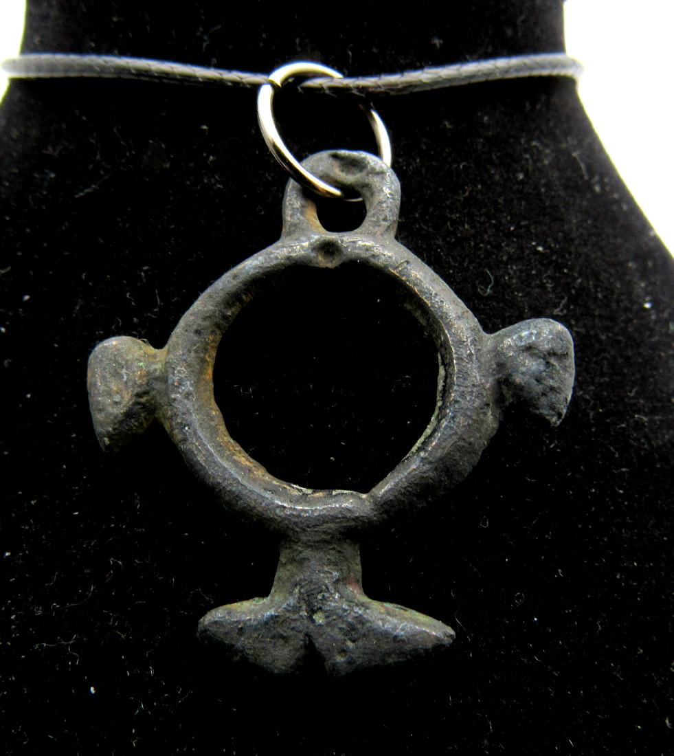 Medieval Viking Era Bronze Open-Work Pendant with (1 of 2)