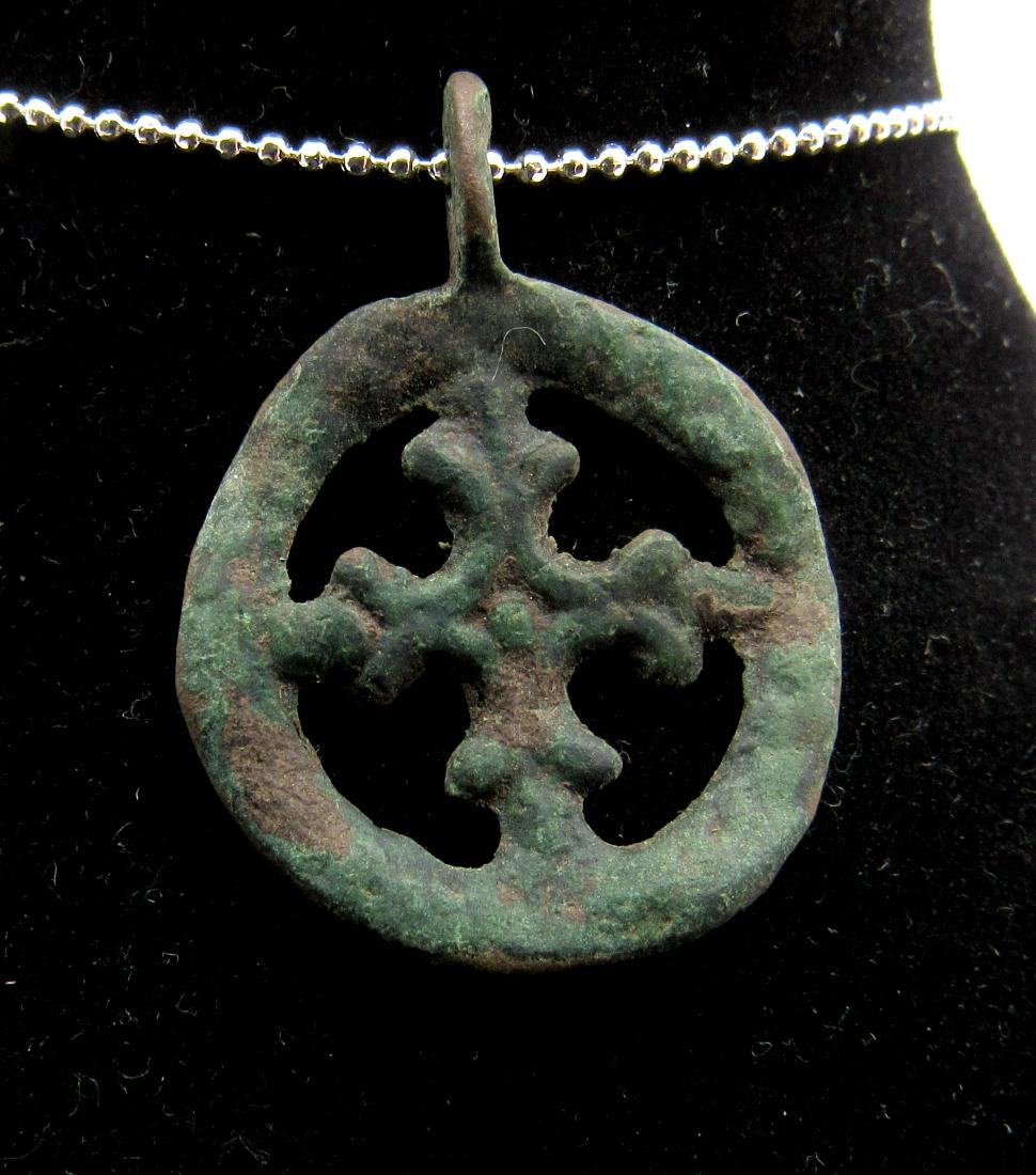 Medieval Viking Era Bronze Open-Work Cross Pendant (1 of 2)